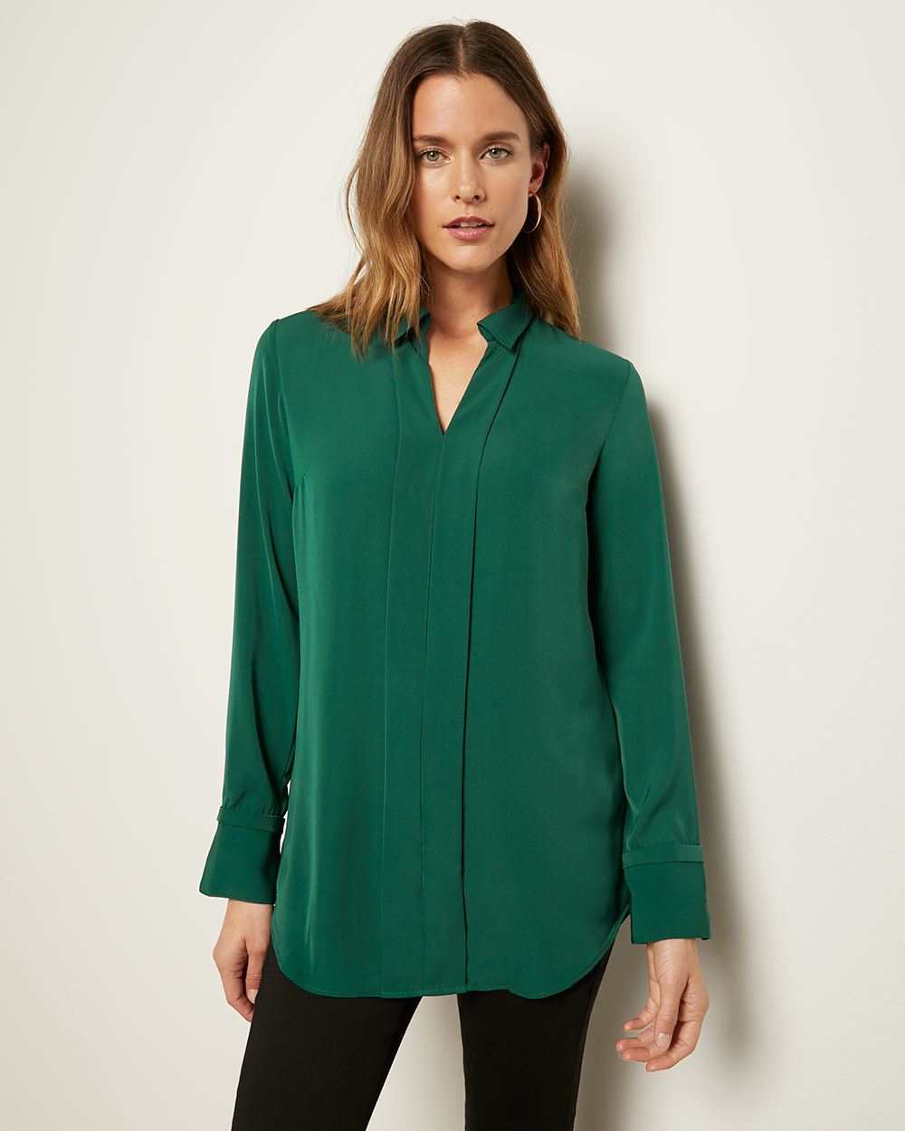 Long Sleeve Tunic Blouse with Pleats | RW&CO.