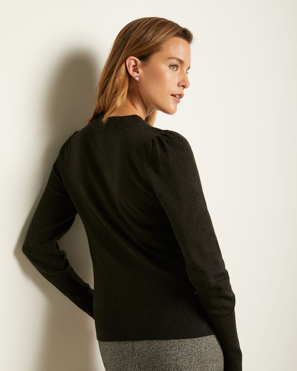 Diagonal Stripe Puffy Sleeve Sweater | RW&CO.