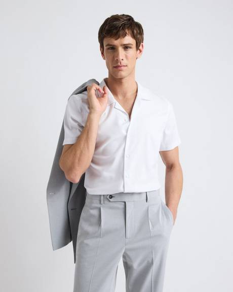 Chemise Habillée Blanche Style Tricot à Coupe Étroite à Manches Courtes