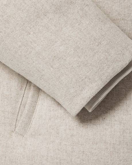 Manteau Court Bouffant en Mélange de Laine