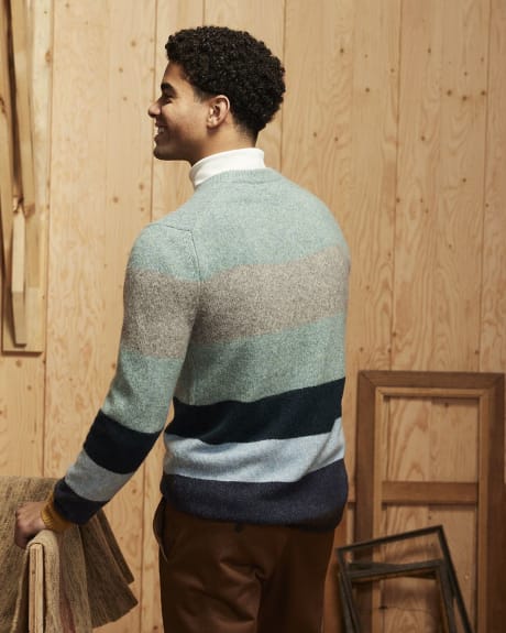 Colourblock Stripes Crew-Neck Pullover Sweater