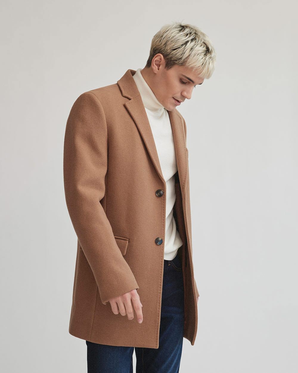 Camel Two Button Wool Jacket with Removable Dickie