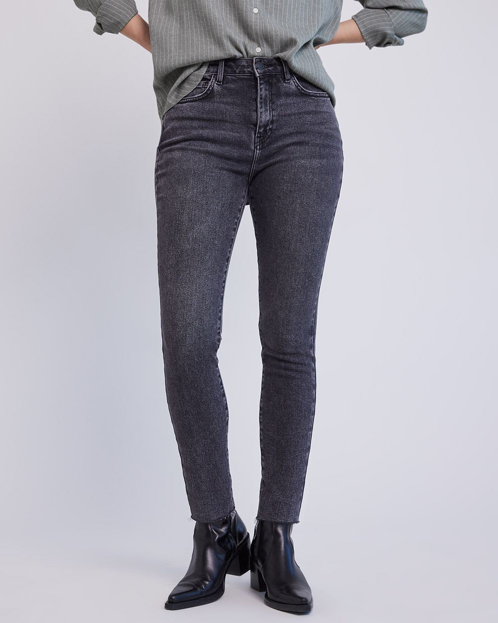 Grey High-Waisted Skinny Jeans