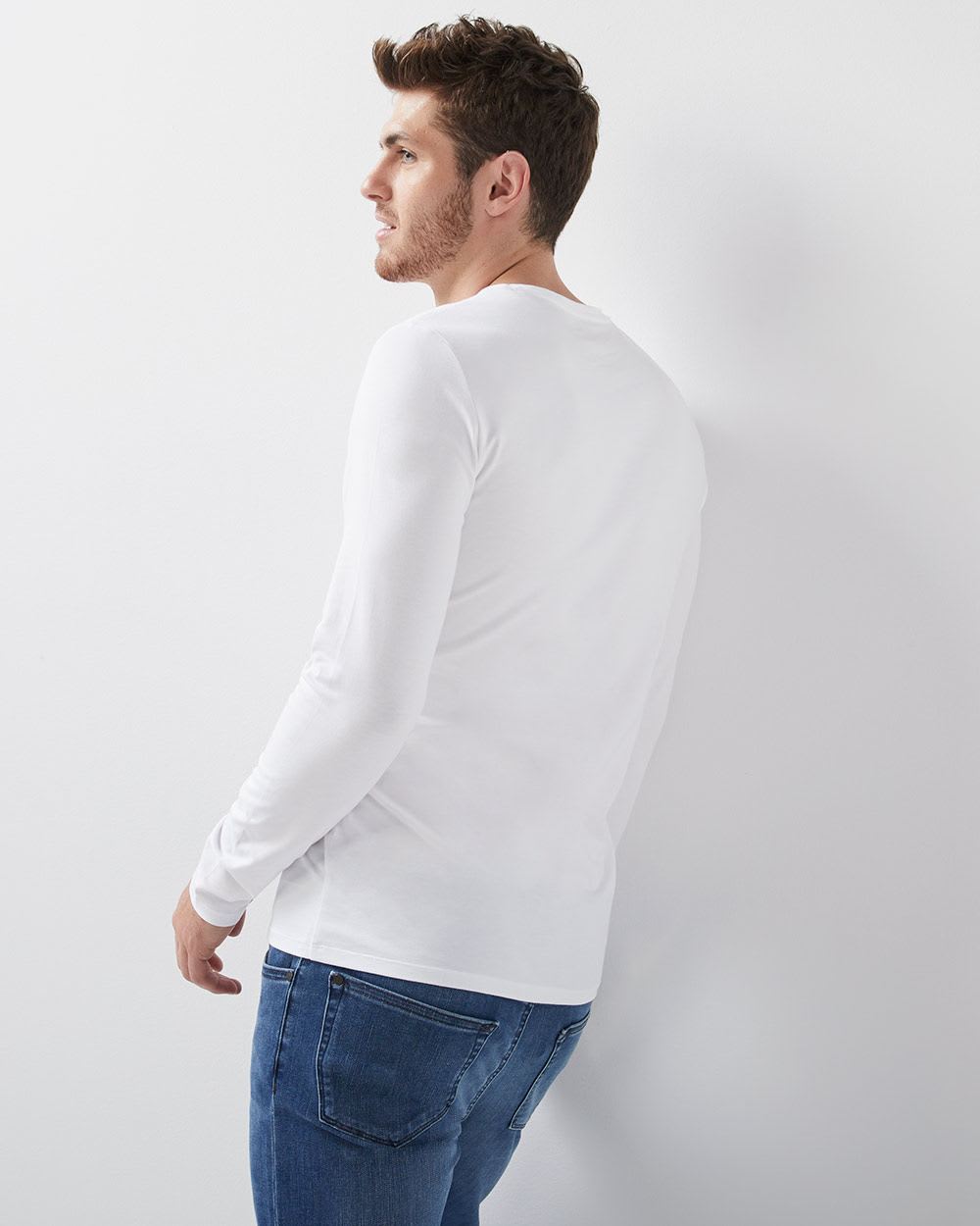 Pima cotton long sleeve crew-neck t-shirt | RW&CO.