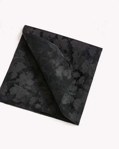 Black Handkerchief with Tonal Floral Pattern
