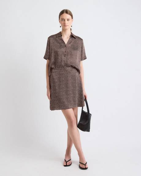 Mini-Jupe à Coupe A en Satin à Taille Haute