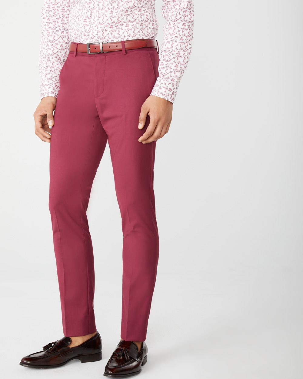 red slim fit pants