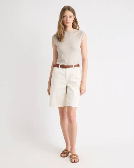 T-Shirt à Manches Très Courtes et Col Rond