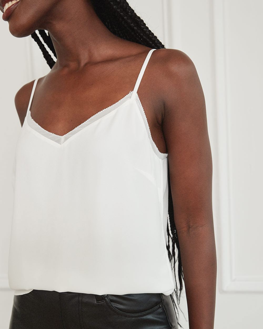 Crepe Cami with Chiffon Details