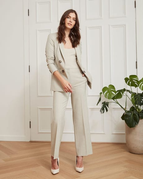 Faux Double-Breasted Taupe Blazer