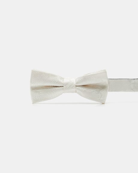Off-White Bow Tie With Tonal Flowers