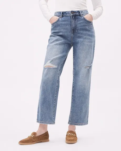 Straight-Leg High-Rise Ripped Jeans