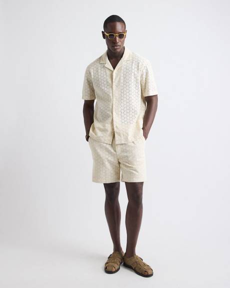 Embroidered Short with Elastic Waistband