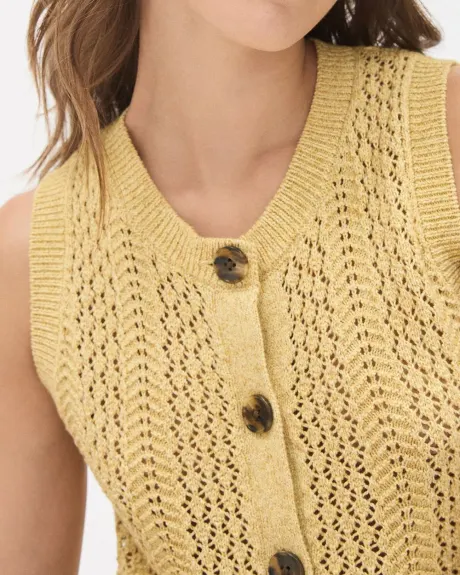Cropped Sweater Vest with Fancy Stitches