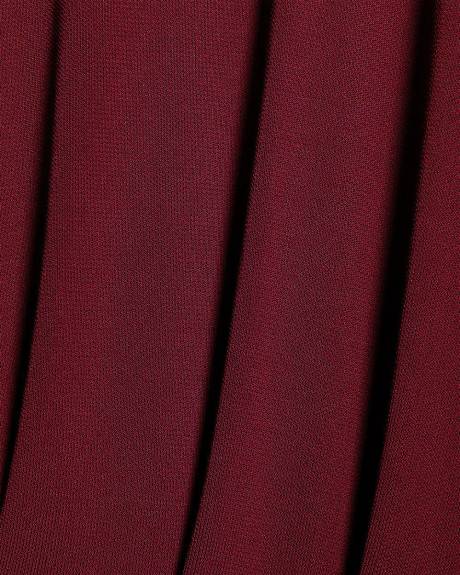 Extended-Sleeve Mock-Neck Draped Midi Dress