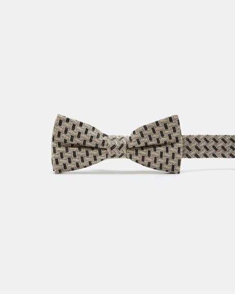 Beige Bow Tie with Brown Rectangles