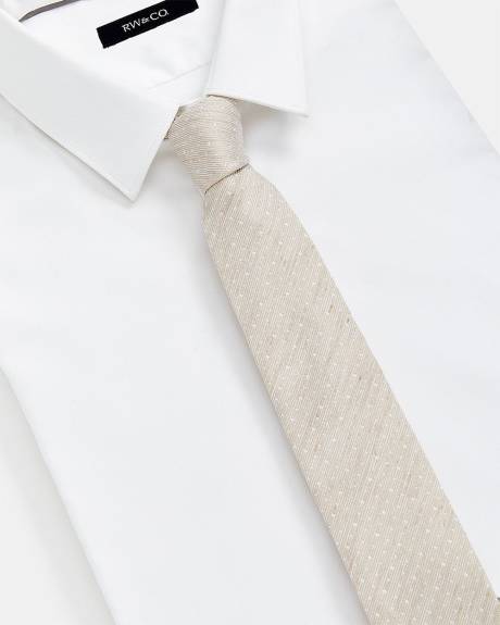 Cravate Régulière Beige à Pois