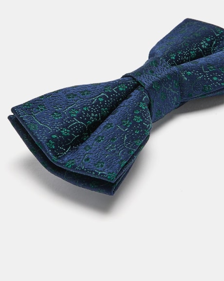 Green Bow Tie With Tonal Flowers