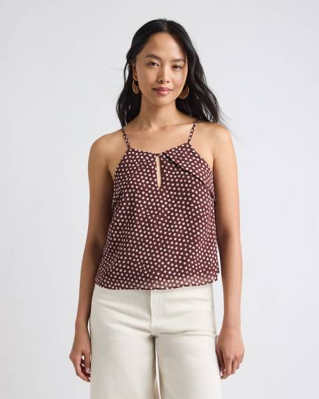 Sleeveless Crew-Neck Chiffon Blouse