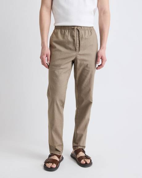 Linen-Blend Pants with Elastic Waistband and Drawstring