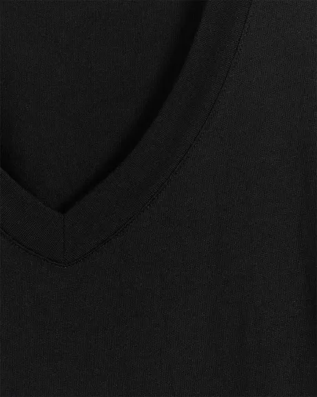 T-Shirt Basique En Coton Et Modal À Encolure V