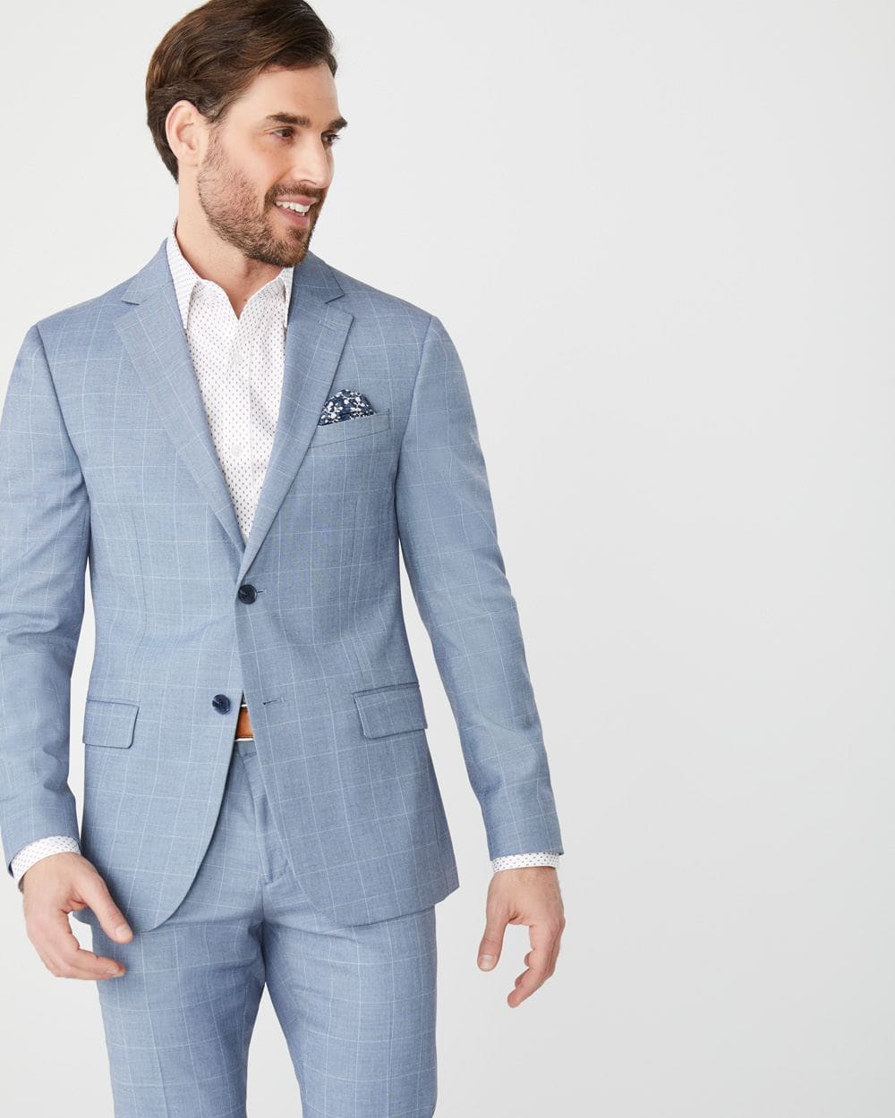 Slim fit light blue windowpane suit blazer | RW&CO.