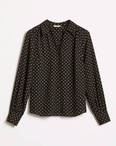 Blouse Boutonnée en Crêpe Soyeux à Manches Longues