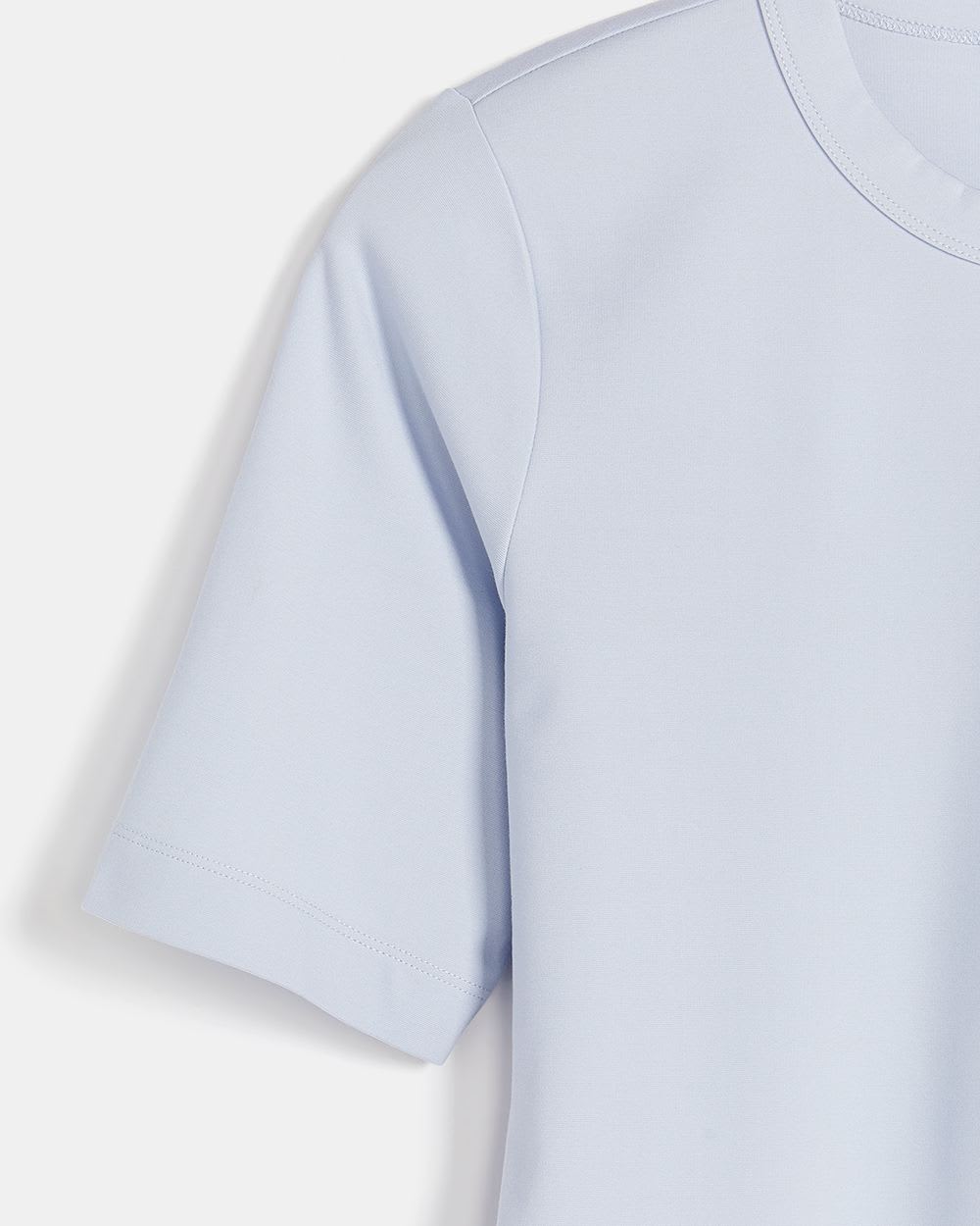 Fitted Elbow-Sleeve T-Shirt with Crew Neck