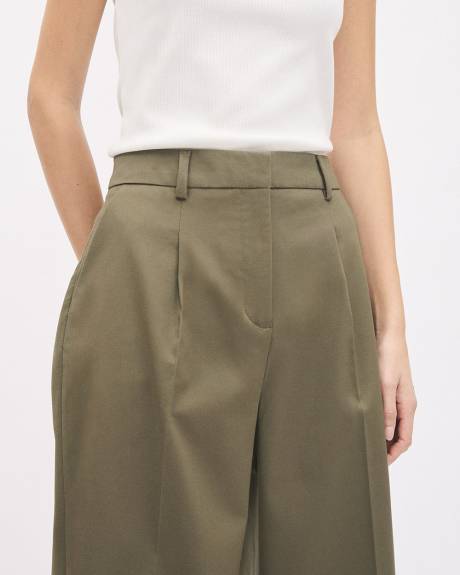 Twill High-Rise Wide-Leg Pant