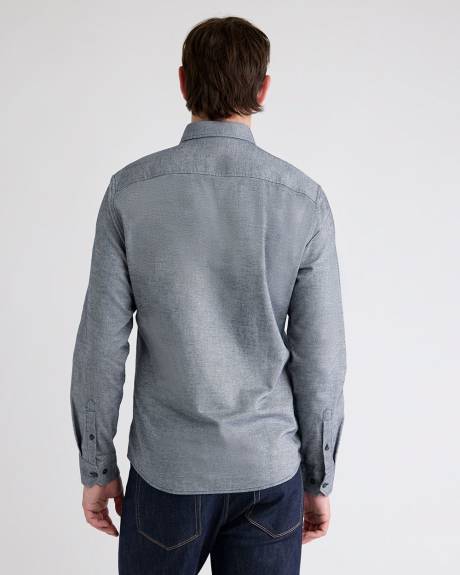 Chemise en Flanelle Unie à Coupe Étroite