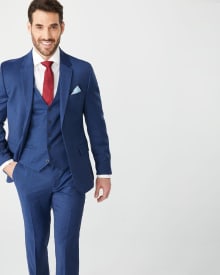 Blue Wool-Blend Suit Blazer