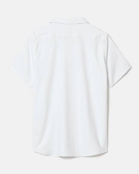 Chemise Habillée Blanche Style Tricot à Coupe Étroite à Manches Courtes