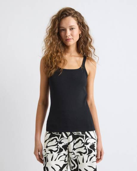 Scoop-Neck Ribbed Cami with Spaghetti Straps