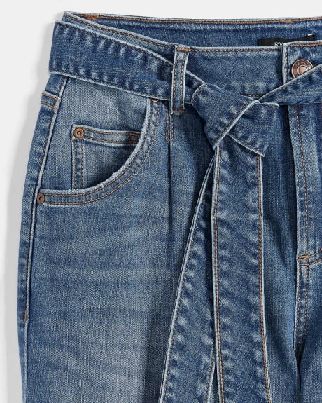 Jeans Fuselé à Taille Haute Froncée - 28"