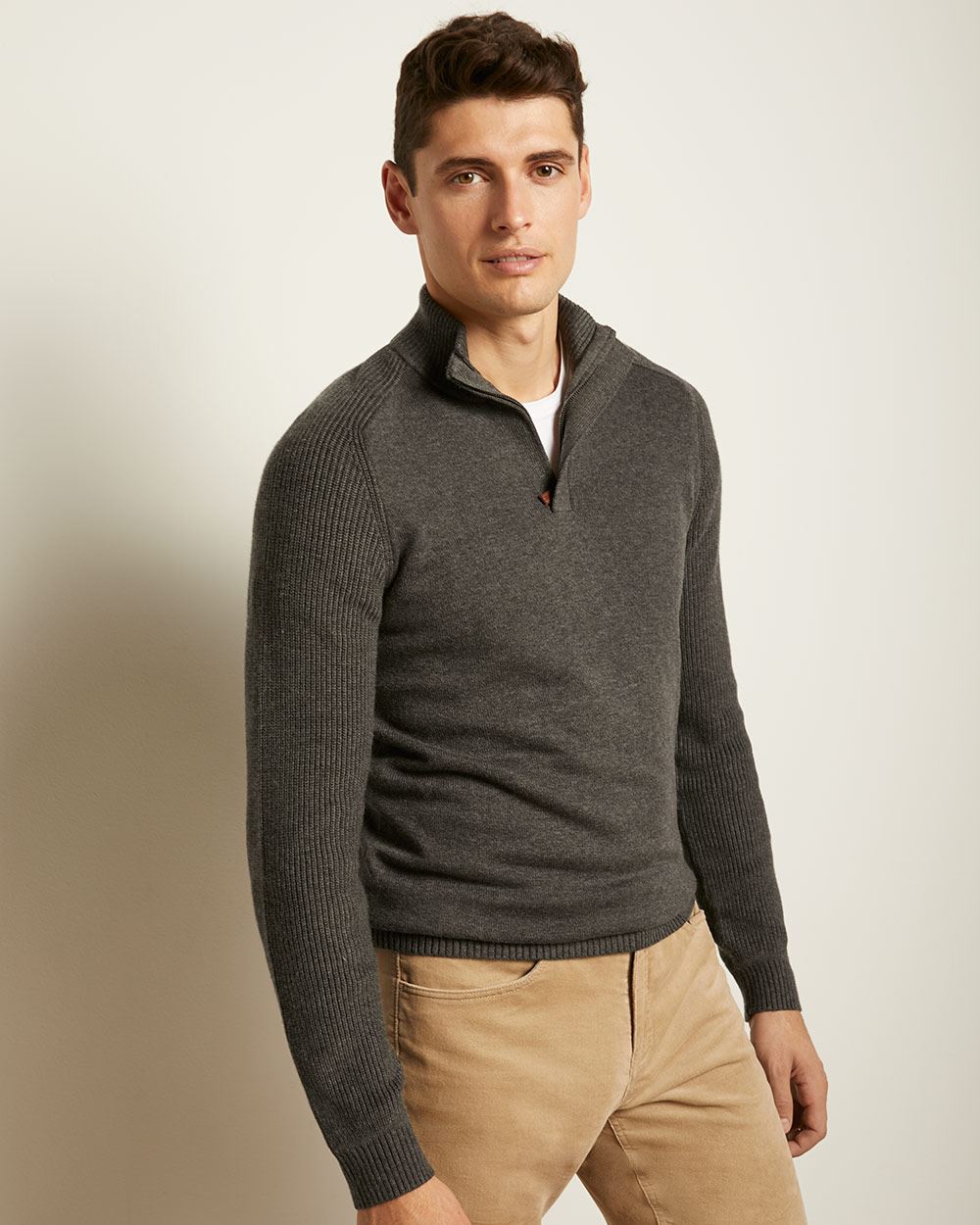 Zipped Mock-Neck Raglan Sweater | RW&CO.