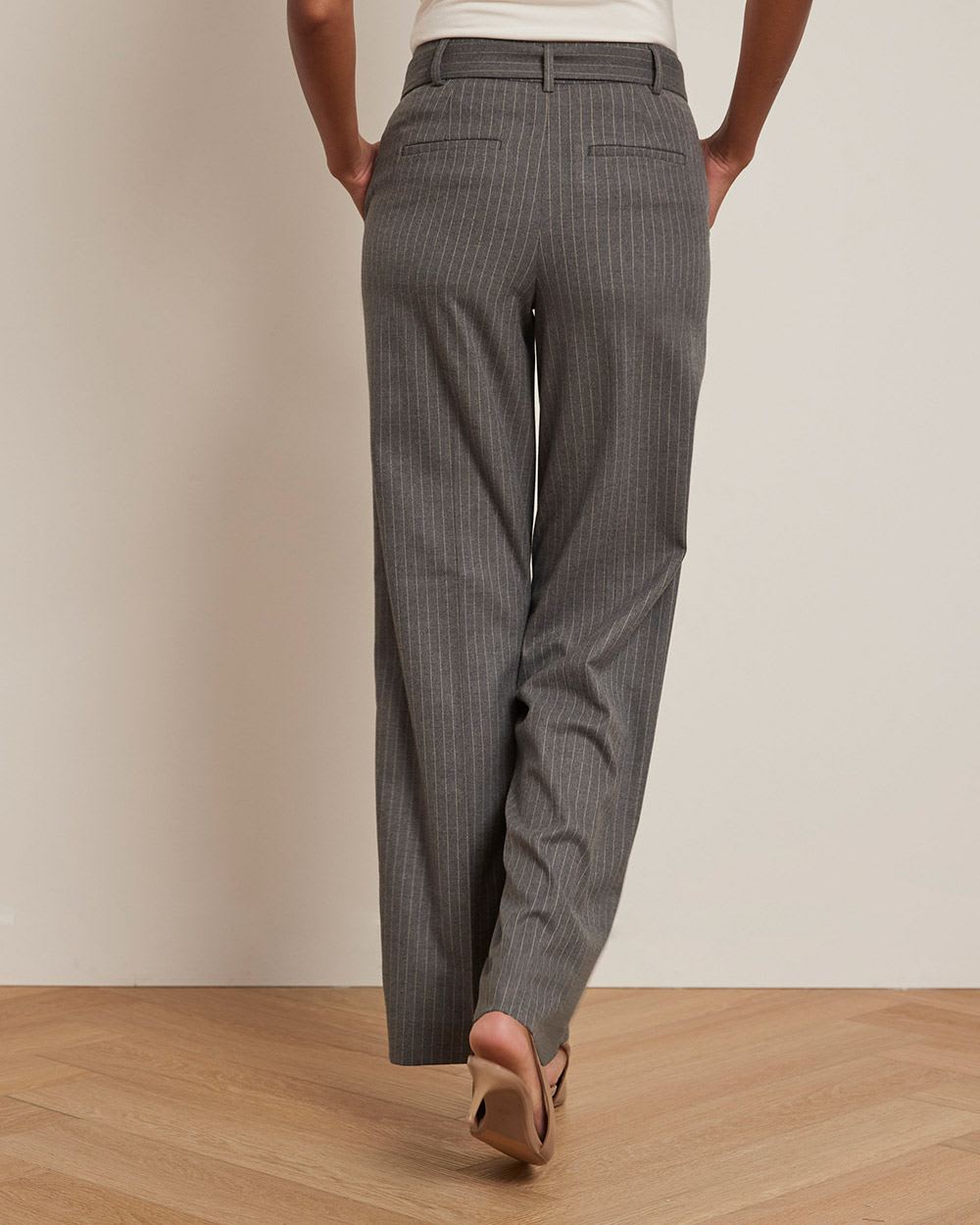 Wide-Leg Mid-Rise Flannel Pant with Sash