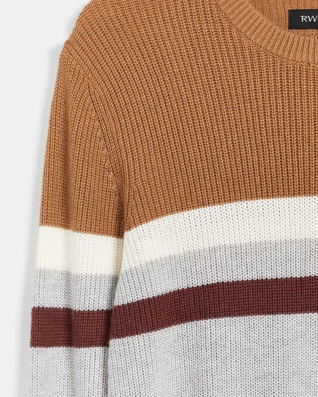 Colour Block Textured Crew-Neck Sweater
