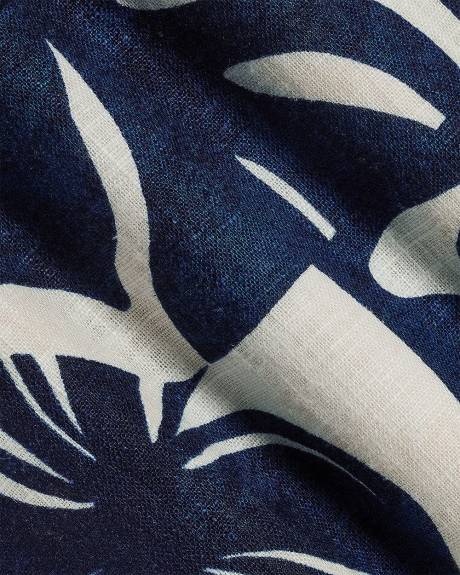 Sleeveless Square-Neck Linen-Blend Straight Maxi Dress