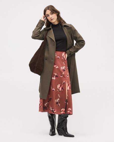 Double-Breasted Twill Trench Coat with Belt