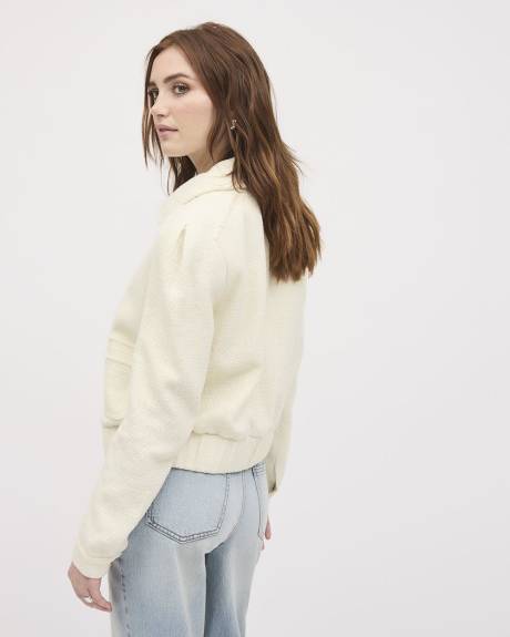 Cropped Tweed Bomber Jacket