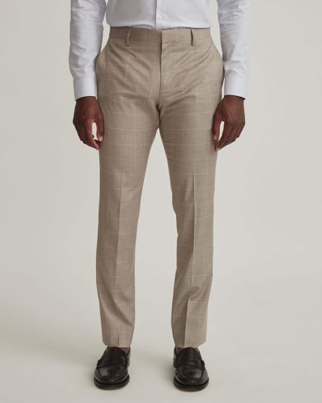 Slim Fit Taupe Windowpane Suit Pant