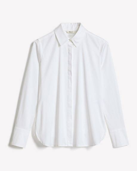 Fitted Long-Sleeve Poplin Blouse