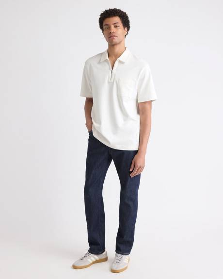 Polo Ample à Demi-Zip et Manches Courtes