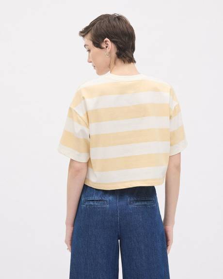 T-Shirt Ample Ray&eacute; &agrave; Manches Courtes et Col Rond