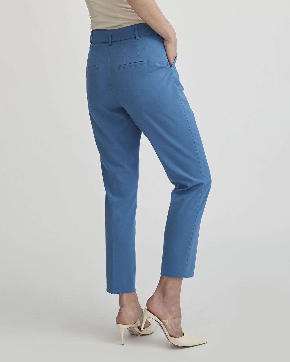 Pantalon Bleu Azur à Taille Haute et Cheville Fuselée avec Ceinture - 28 "