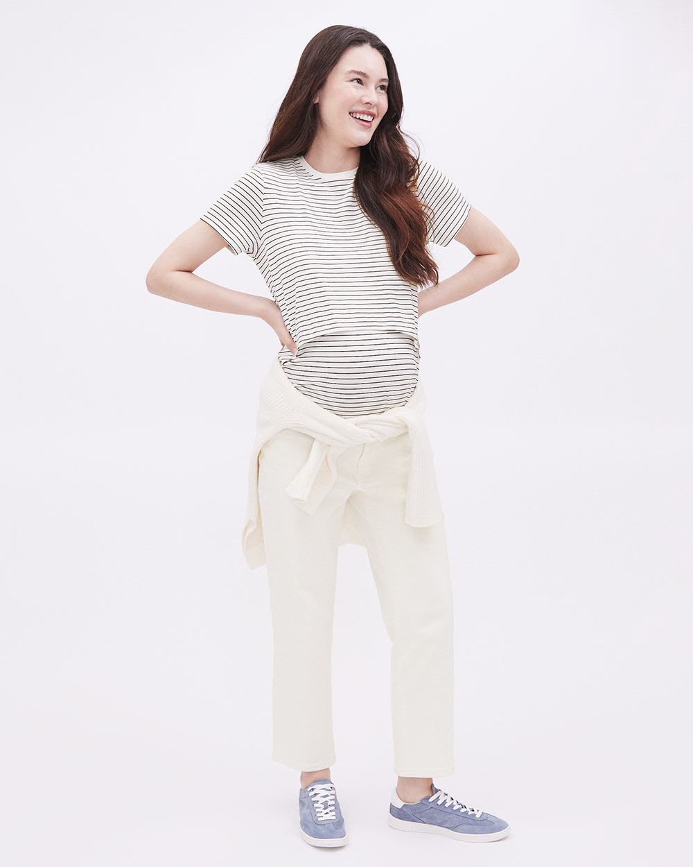 Striped Short-Sleeve Nursing Tee - Thyme Maternity