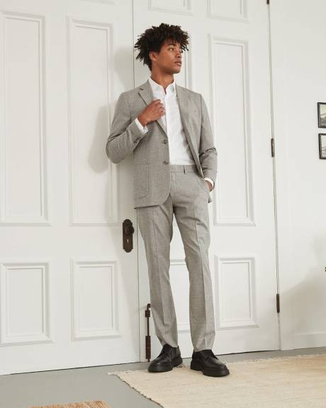Slim Fit 40-Hour Grey Checkered Half-Lined Suit Blazer