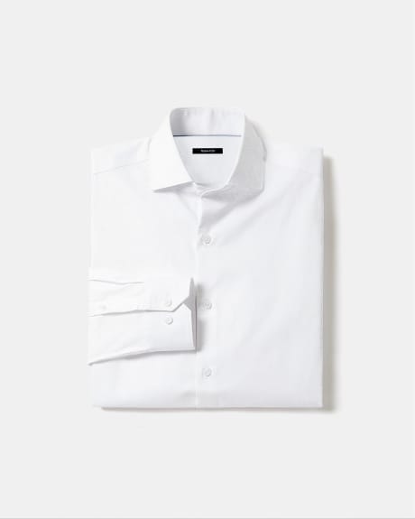 Tailored-Fit White Dress Shirt with Discrete Pattern