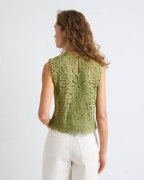 Haut Crochet&eacute; Sans Manches &agrave; Col Rond