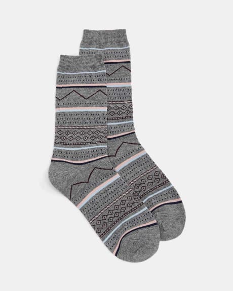 Grey Geometric Patterned Socks